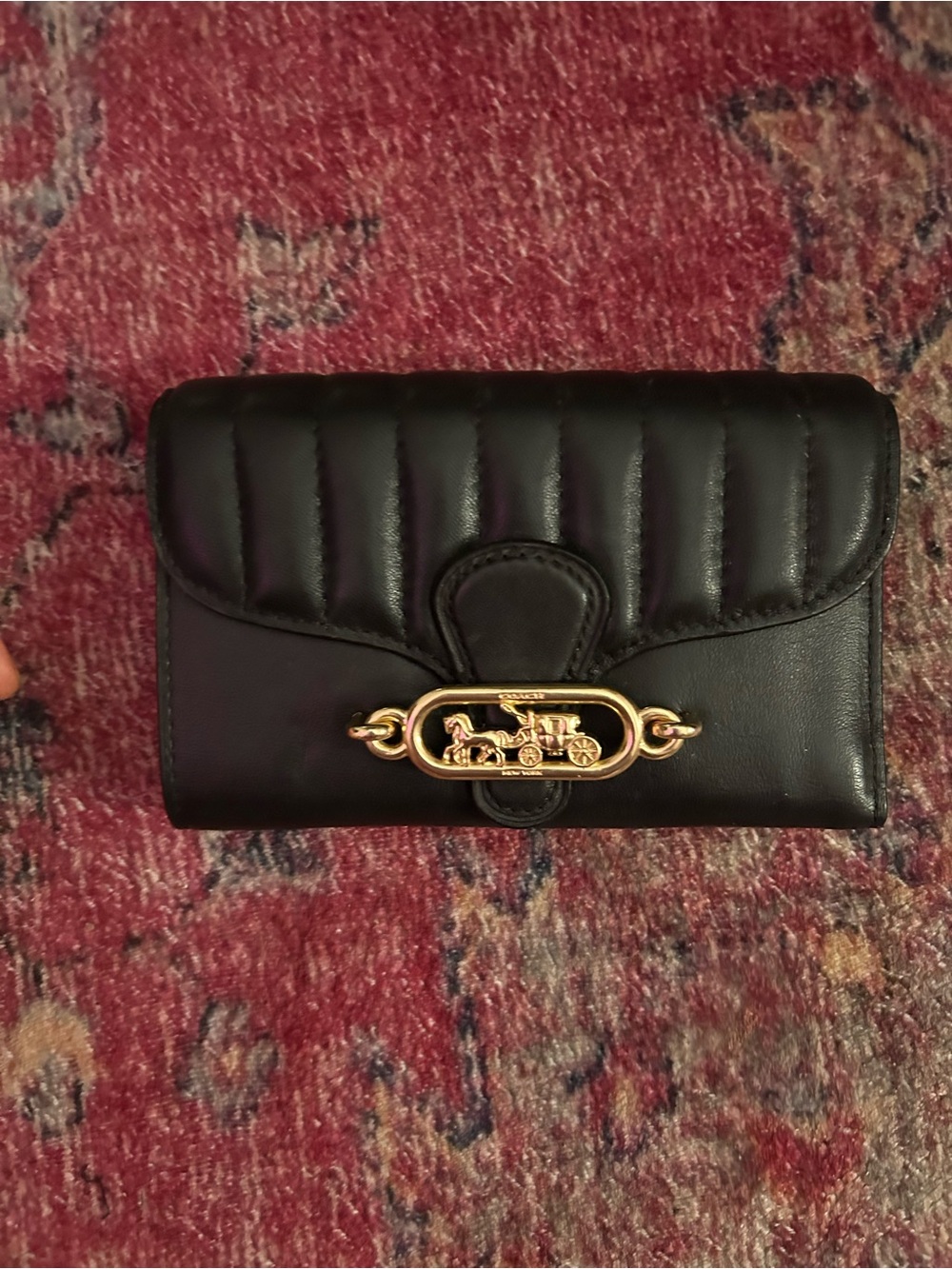 Coach Black Quilted Horse & Carriage Wallet Gold Hardware Brand New